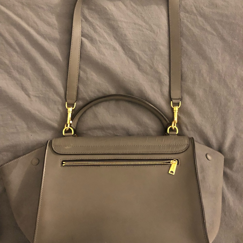 Celine Croc Stamped Leather/Suede Med. Trapeze Bag - Picture 4 of 4